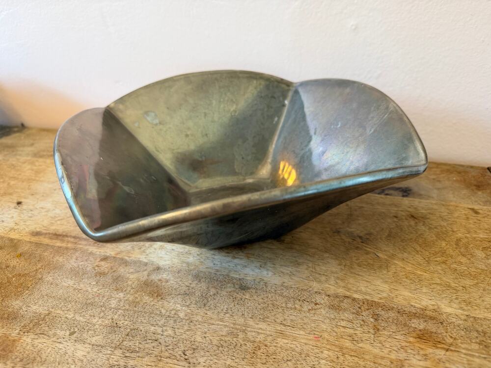 Vintage Simon Pearce Woodbury Bowl 10" Metallic Pewter Glaze Pottery